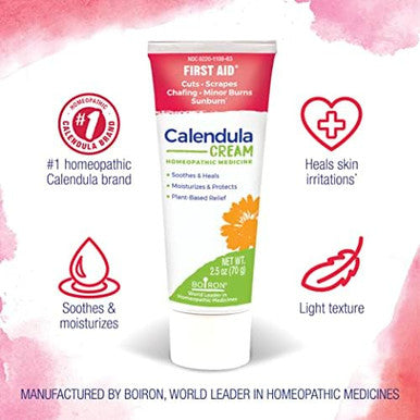 Boiron Calendula Cream For Relief From Rashes Skin Irritations Razor Burn Insect Bites Or Sunburns Nongreasy And Fragrance 2.5 Oz