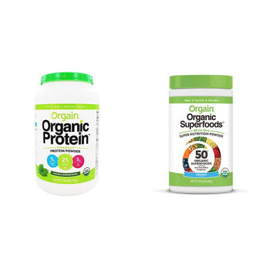 Orgain Organic Plant Based Protein Powder Natural Unsweetened Vegan Low Net Carbs 1.59 Pound Organic Green Superfoods Powder Original Antioxidants 1 Billion Probiotics 0.62 Pound