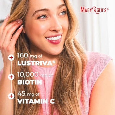 MaryRuth's Multivitamin Hair Growth Gummies Thicker Hair 30 Servings With Lustriva Biotin 10000mcg B Vitamins Formulated for Thicker Hair Wrinkles Fine Lines Skin Care