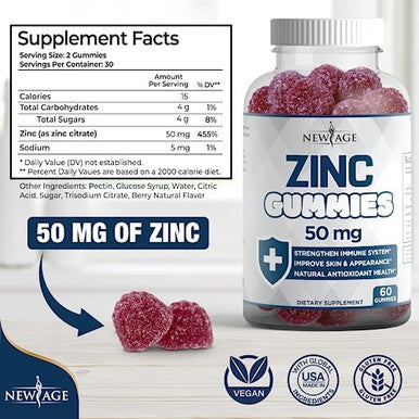 Age Immune Defense Combo - 2 Pack - Vitamin D3 Gummies 5000 Iu 125Mcg & High Potency Zinc Gummies, Immune Booster 120 Count