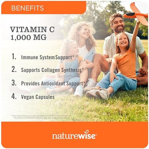 NatureWise Vitamin D3 5000IU (125mg) 360 Count + Vitamin C 1000mg Capsules 120 Count Bundle for Daily Immune and Heart Health Gluten Free NonGMO Halal Gelatin