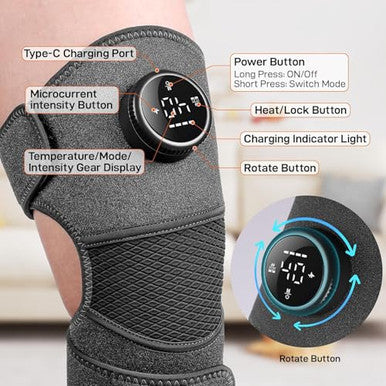 Gobok 8 Modes&20 Intensities Cordless Knee Massager With HeatKnee Brace For Arthritis Pain ReliefMuscle RelaxationHeating Pad For Knee Shoulder Elbow For Father (Pink)