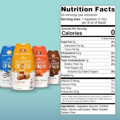 SweetLeaf Sweet Drops Flavored Stevia Liquid Sweetener Stevia Extract Zero Calories Gluten Keto Friendly Non GMO Natural Flavor Sugar Alternative Variety Pack 1.7 Fl Oz (Pack of 4)