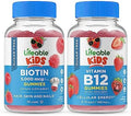 Lifeable Sugar Biotin Kids + Vitamin B12 Kids Gummies Bundle Great Tasting Vitamin Supplement Gluten Gmo Chewable Gummy