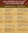 KOORA Marri Honey TA 25+ (MGO 1197+ Manuka Honey Rating Equiv.) Low GI, Raw Medicinal Honey for Daily Health & Immune Support, from the Ancient Wild Forests of Western Australia, 8.8 oz