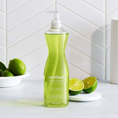 Method Gel Dish Soap Lime + Sea Salt Biodegradable Formula Tough on Grease 18 Fl Oz (Pack of 6)