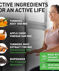 Pius Nature 120 Capsules Of Usda Organic Turmeric Root Powder Usda Organic Ginger Powder And Apple Cider Vinegar Powder With Curcumin (95% Curcuminoids) And Bioperine 1410 Mg Per Serving In Veggie Capsules
