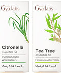 Gya Labs Citronella & Tea Tree Essential Oil Set - Aromatherapy Grade Essential Oils Set - 2X0.34 Fl Oz - Gya Labs
