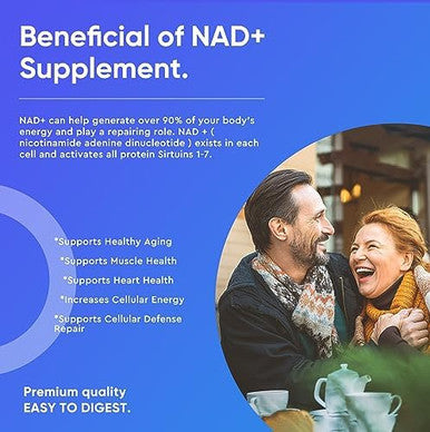 Nad+ Supplement 1000 Mg Pure Organic, Highest Nad+ Resveratrol Supplement Max Absorption For Energy And Dna Repair, Aging Defense, Brain Function Support, 120 Capsules