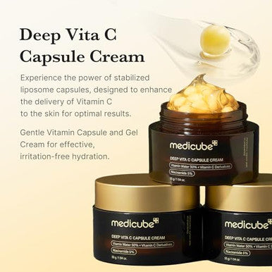 Medicube Deep Vita C Capsule Serum & Cream Duo: Liposome Vita C Capsule Serum And Vita C Capsule Cream | Hydrating Vitamin C Capusle For Dull Uneven-Looking Skin