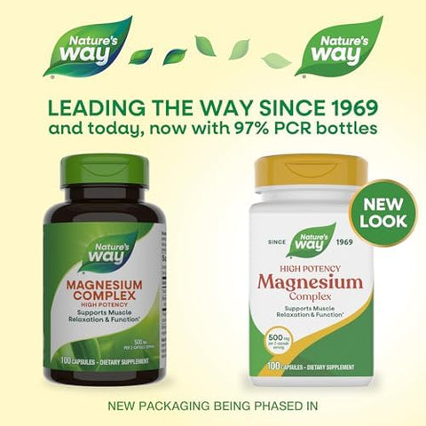 NatureS Way Magnesium Complex Supports Muscle Relaxation Muscle Function Promotes A Sense Of Calm Magnesium Citrate And Oxide 100 Capsules (Packaging May Vary)