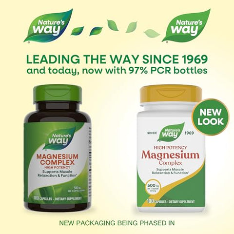 Nature'S Way Magnesium Complex Supports Muscle Relaxation Muscle Function Promotes A Sense Of Calm Magnesium Citrate And Oxide 100 Capsules (Packaging May Vary)