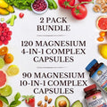 Vitalitown Ultimate Magnesium Bundle (Pack of 2) Magnesium 4in1 Complex (Item 1) and Magnesium 10in1 Complex (Item 2) 120 + 90 Capsules