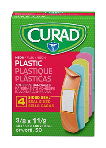 Curad Neon Plastic Adhesive Bandages Assorted Colors 3/4" x 3" (Case of 1200)