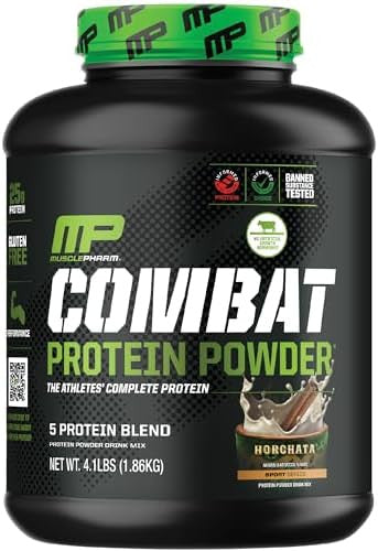 Muscle Pharm Combat 4Lb Horchata Protein & Musclepharm Combat Chocolate Peanut Butter Cup Sport Bars