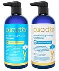 Pura D'Or Hair Thinning Therapy Biotin Shampoo And Conditioner Set Clinically Tested Effective Results Hair Thickening Products For Women & Men Natural Routine Color Safe 16Oz X2