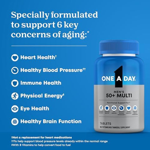 One A Day Men's 50+ Healthy Advantage Multivitamin Multivitamin for Men with Vitamins A C E B6 B12 Calcium and Vitamin D Tablet 200 Count (Pack of 1)