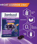 Sambucol Black Elderberry Throat Lozenge - With Black Elderbrry Vitamin C Zinc & Honey Soothes Scratchy Throats High Antioxidants Gluten-Free 20 Count