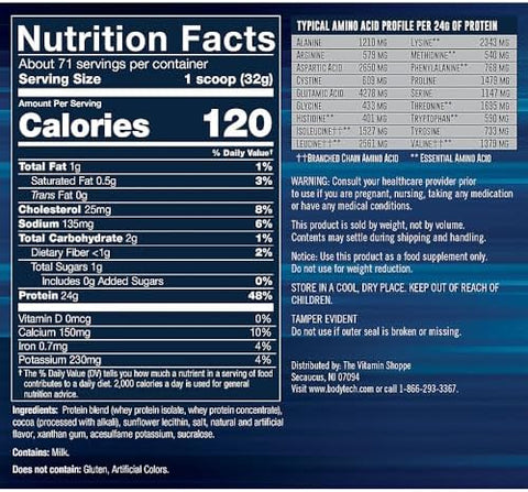 Bodytech Whey Tech Pro 24 Protein Powder 24G Protein Per Serving Supports Muscle Growth & Recovery Rich Chocolate (5 Lb 71 Servings)