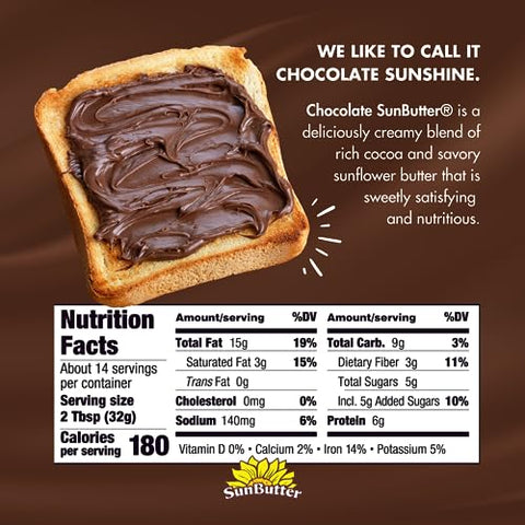 SunButter Chocolate Sunflower Seed Butter 16 oz (6 Pack of 6) Nut Free Spread with 7g PlantBased Protein Roasted Rich & Savory Flavor Smooth Texture Vegan Kosher & NonGMO