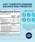Azo Complete Feminine Balance Probiotics For Vaginal Health 30 Count & Vaginal Ph Test Kit 2 Selftests