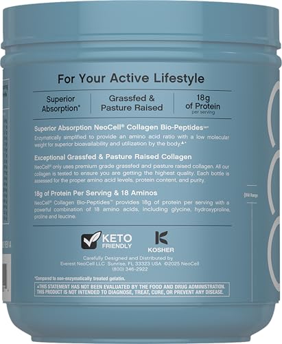 Neocell Collagen Bio-Peptides Powder 20Oz Super Hair Skin And Nails Superior Absorption Grassfed Protein Supplement Advanced With 18 Essential Amino Acids