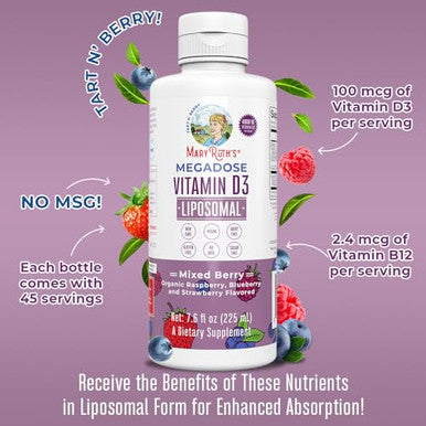 Maryruth's Organics Kids Multivitamin Liposomal (Strawberry Cherry & Vanilla) & Vitamin