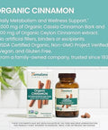 Himalaya Organic Cinnamon For Glycemic Support 1100 Mg Daily 60 Tablets From Cassia Cinnamon Bark And Ceylon Cinnamon Extract Nongmo Project Verified Vegan Gluten Herbal Supplement