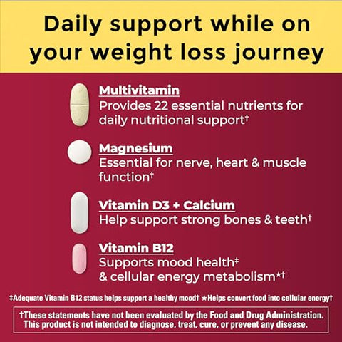 Nature Made Glp-1 Companion Health Pack Multivitamin For Women And Men Magnesium Calcium Vitamin D & B12 Nutritional Support For Weight Loss Diets 30 Packets