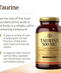 Solgar Taurine 500 Mg 250 Vegetable Capsules - Antioxidant - Brain Health - Amino Acid - Vegan Gluten Free Dairy Free Kosher 250 Servings