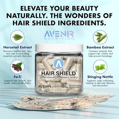 Hair Shield Hair Skin And Nails Vitamins For Hair Growth And Stronger Nails, Biotin Vitamins With Calcium & Zinc For Women And Men, 120 Capsules