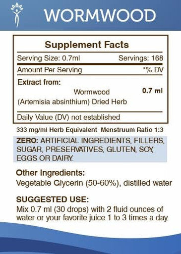 Secrets of the Tribe Wormwood Alcohol-Free Liquid Extract, Wormwood (Artemisia Absinthium) Dried Herb (4 FL OZ)