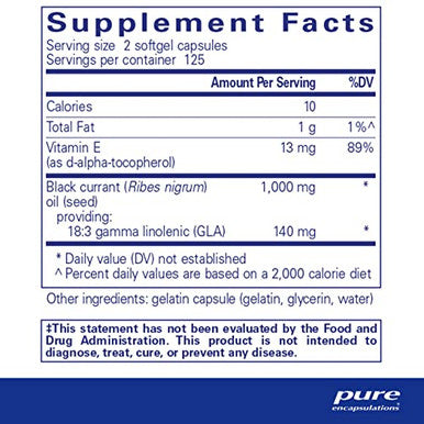 Pure Encapsulations Black Currant Seed Oil 500 mg 250 gels