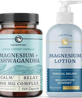 Nobi Nutrition Magnesium Lotion And Magnesium Ashwagandha Supplement Full Body Magnesium Support For Body And Mind With 8 Fl Oz Topical Magnesium Plus 2 Month Supply Magnesium Complex Pills