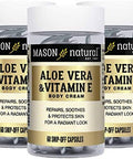 Mason Natural Aloe Vera & Vitamin E Body Cream Premium Skin Conditioning Formula Beauty Boosting Skin Care 60 Snipoff Caps