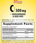 Sundance Vitamin C 500mg with Bioflavonoids and Rose HIPS Vegetarian NonGMO and Gluten Free Supplement