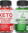 60 Keto Apple Cider Vinegar Gummies Advanced Weight Loss + 60 Ashwagandha Gummies - 1500Mg Ashwagandha Per Serving