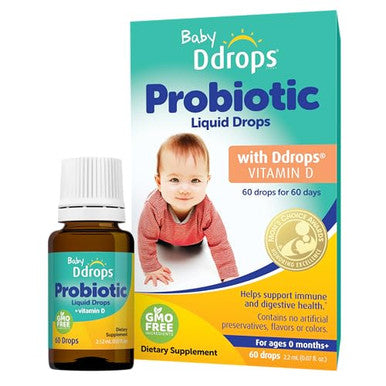 Ddrops Baby Probiotic With Vitamin D 60 Drops - Colic Symptom Relief For Newborns And Infants - Easy-To-Use Just One Drop Daily No Sugar Non-Gmo Allergy-Friendy
