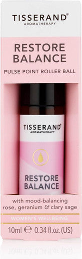 Tisserand Aromatherapy - Restore Balance Pulse Point Roller Ball - Menopause And Menstruation Support - Rose, Clary Sage And Geranium - 10Ml