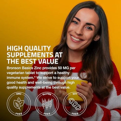 Bronson Zinc 50 Mg High Potency One Year Supply Supports Immune, Antioxidant & Skin Health - Non-Gmo, 360 Vegetarian Tablets