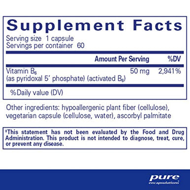 Pure Encapsulations P5P50 activated B6 60 vcaps