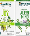 Himalaya Hello Joy With Ashwagandha For Improving Mood And Spirits & Himalaya Hello Alert Mind With Bacopa For Energy Focus & Attention Herbal Supplement 60 Capsules Each