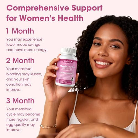 Mulittea Liposomal MyoInositol and DChiro Inositol Supplement for Women 40: 1 Ratio Plus Omega3 Hormone Balance Support Ovarian Help Menstrual Cycles and Mood Vegan 120 Softgels
