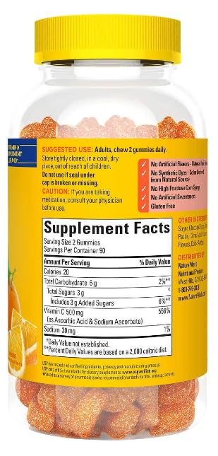 Nature Made Vitamin C Extra Strength 500 Mg Per Serving Dietary Supplement For Immune Support 180 Gummies 90 Day Supply