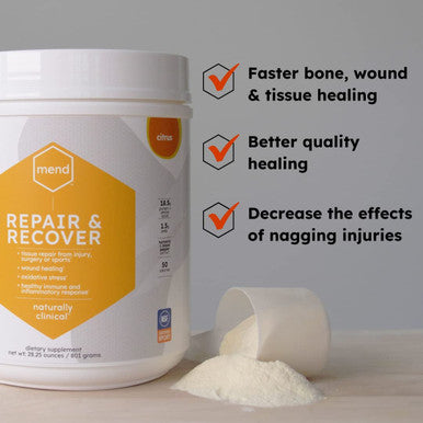 MEND Repair Recover Joint Wound and Bone Fracture Healing Supplement Injury and Surgery Recovery Natural NonGMO Citrus Protein Powder 30 Servings