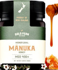 Gold Fern Honey - Raw New Zealand Manuka Honey Medical Grade | 8.8oz Monofloral MGO 400+ | Pure, Natural, Unpasteurized, Unfiltered Superfood, Traceable from Hive to Hand.