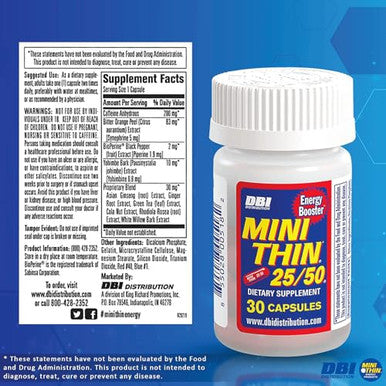 Mini Thin 25/50 - Energy Capsules Formulated With Caffeine 30 Capsules