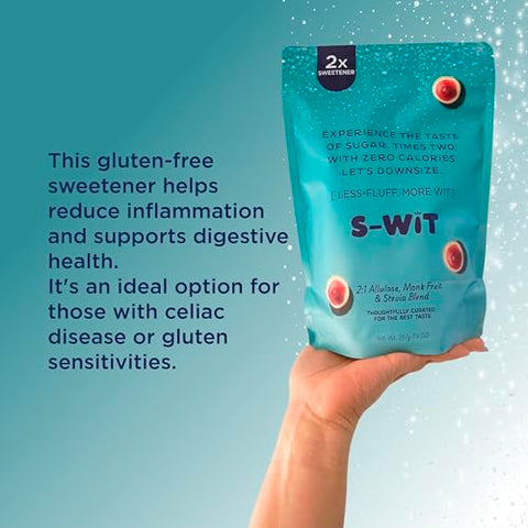 S-WIT Allulose Sweetener Blend with Monk Fruit & Stevia ÃƒÂ¢Ã¢â€šÂ¬Ã¢â‚¬Å“ 2X Sugar Substitute, Zero Calorie, Keto & Diabetic Friendly, Natural Sugar Replacement for Baking, Coffee & Tea (Single Pack)