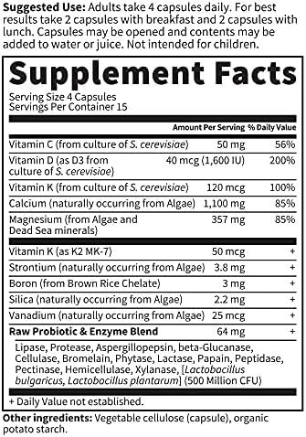 Garden Of Life Raw Calcium Supplement For Women And Men - Vitamin Code Made From Whole Foods With Magnesium, K2, Vitamin D3 And Vitamin C Plus Probiotics For Digestion, 60 Capsules