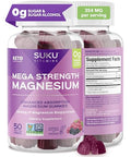 SUKU Vitamins Mega Strength Magnesium 177 mg of Magnesium Bisglycinate Gummies for Muscle Function Easy to Chew Non GMO Gluten Sugar Free Grape BlackBerry Flavored Gummy Vitamins (50 Count)